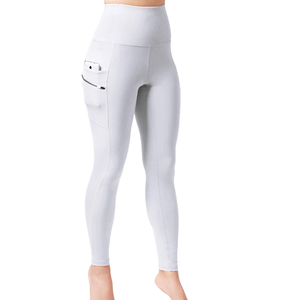 Legging Wanita Tinggi Semata Kaki Panjang dengan Ritsleting Belakang dan Kantong Samping Celana <span class=keywords><strong>Yago</strong></span> Putih - Product Image 1