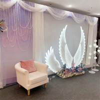 Accessoires de scène de mariage romantiques et élégants, lumières décoratives LED lumineuses en fer, ailes d'ange pour allée, décorations d'événements YN