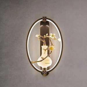 โคมไฟติดผนังสไตล์จีนแบบใหม่ทำจากทองแดงทั้งหมด สำหรับห้องนั่งเล่น ห้องนอน ดีไซน์สร้างสรรค์เฉพาะตัว พื้นหลังหยก วางข้างเตียง - Product Image 5