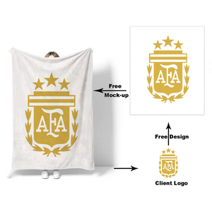 Vente en gros 2026, <span class=keywords><strong>couverture</strong></span> en flanelle <span class=keywords><strong>polaire</strong></span> personnalisée à thème d'équipe de football, impression par sublimation, <span class=keywords><strong>couverture</strong></span> blanche vierge - Product Image 1