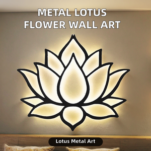 Iron Lotus <b>Flower</b> <b>Wall</b> Art Hollow Out Modern Design Home Bedroom Decor Farmhouse Yard Patio Fence Hanging Accents - Product Image 2