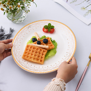 Nuevo Producto, Juego <span class=keywords><strong>de</strong></span> Platos <span class=keywords><strong>de</strong></span> Cerámica, Precio Económico, <span class=keywords><strong>Vajilla</strong></span> <span class=keywords><strong>de</strong></span> Lujo, Plato Blanco <span class=keywords><strong>con</strong></span> Ribete Dorado - Product Image 5