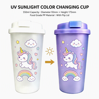 Couvercle de tasse 550 ml en PP à changement de couleur UV, réactif à la lumière du soleil, réutilisable, pour boisson directe, écologique, étanche, pour l'extérieur