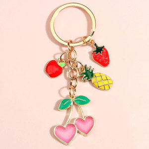 Porte-clés en métal émaillé en forme de fruits personnalisés, pastèque, fraise, pour femmes - Product Image 4