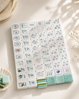 Jeu de Mahjong américain en acrylique 160 pièces motif Côte Corallienne, tuiles de Mahjong cyan 4 couches pour divertissement et rassemblement