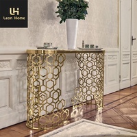 Table de console en marbre naturel, design italien moderne, en acier inoxydable, table de luxe, meubles de maison