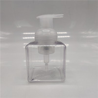 Bouteille pompe carrée transparente rechargeable en PET de 250 ml, distributeur de mousse vide en plastique pour savon pour les mains et nettoyant visage