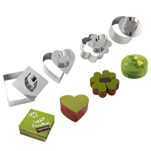 Kitchen Tools Square Round Heart Shape Baking Moulds Ring Stainless Steel Multi Function Mini Mousse Cake Mold