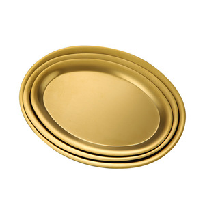 304 Stainless Steel Oval Plate Golden Steamed Fish Plate Bbq Tray Vegetable Plate Microwave Safe Hotel Use - Product Image 2