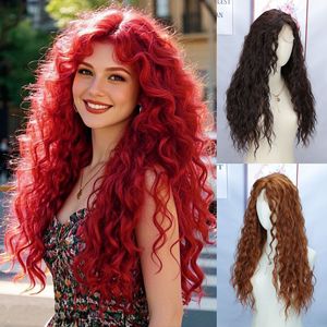Perruque Lace Frontale Rouge Sirène, Cheveux Longs Ondulés Bouclés Effet Vague d'Eau, Sans Colle, avec Dentelle Réaliste Effet Cuir Chevelu, Bonnet Complet, Fabriquée à la Machine, Vente en Gros Senmu Beauty - Product Image 1
