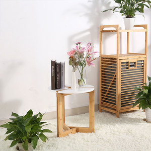 Bamboo Coffee <b>Table</b> With <b>White</b> Top And Wooden Frame For Living Room Or Office Eco Friendly Design - Product Image 2