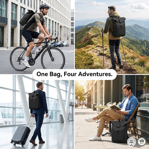 Custom Minimalist Roll Top Waterproof Urban 15.6 Inch Computer Matte Black Tech Air Cushion Oxford Fabric 20-39L <strong>Laptop</strong> USB - Product Image 3