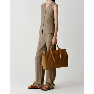 Ensemble <span class=keywords><strong>de</strong></span> <span class=keywords><strong>costume</strong></span> avec <span class=keywords><strong>gilet</strong></span> et blazer à armure toile en lin lavé pour femmes <span class=keywords><strong>de</strong></span> printemps personnalisé - Product Image 2