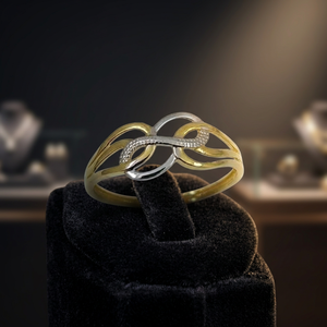 Bague en or massif 18 carats Infinity Design avec pavé de diamants, alliance de luxe unisexe - Product Image 3
