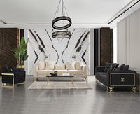 Canapés de luxe Salon Villa Mobilier de bureau Ensemble de canapés en tissu avec cadre en acier doré