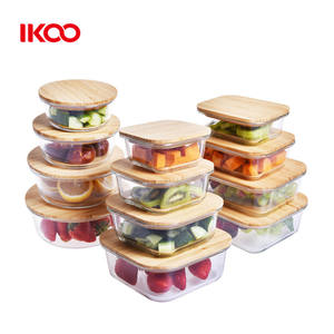 Nouveau design Borosilicate Récipient de Stockage de Nourriture En Verre avec couvercle En <span class=keywords><strong>Bambou</strong></span> Hermétique - Product Image 1