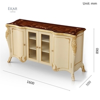 Buffet en bois massif de luxe européen, 4 portes, armoire de cuisine, présentoir de salle à manger, Buffet sculpté