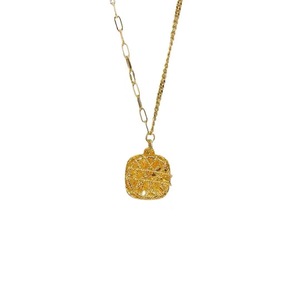 Geometric Gold Plated Square Necklace Zinc Alloy Sugar Cube Pendant Clavicle Chain Gift Jewelry - Product Image 5