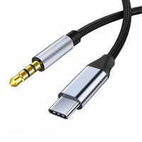 Câble audio de voiture 1M USB-C mâle vers jack 3,5 mm mâle AUX avec puce DAC numérique, connecteur plaqué or USB-C stéréo pour téléphone, casque et haut-parleur