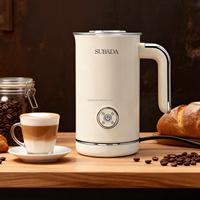Espumador de Leche Eléctrico Estilo Escandinavo, Batidora de Leche Eléctrica de Grado Alimenticio, Calentador de Leche de Doble Capa con un Solo Botón