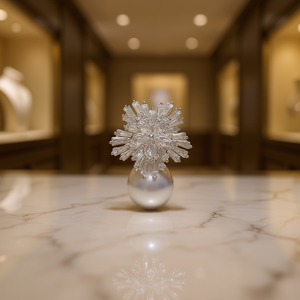 Boucles d'oreilles flocon de neige en or blanc avec imitation de perles et de cristaux pour femmes, bijoux de fête, Style romantique - Product Image 2