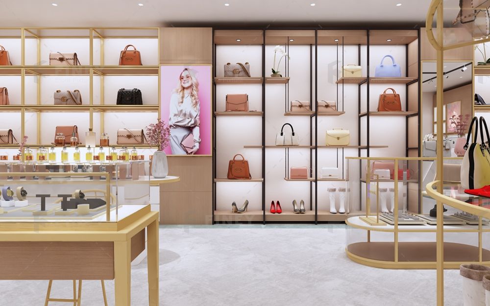 Bolsas y zapatos de fijación para tienda, escaparate de tienda de