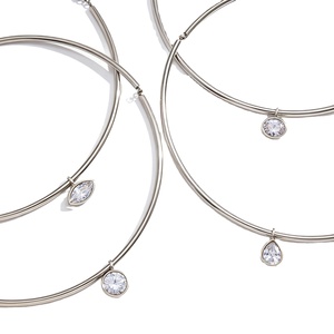 Collana Girocollo Classica con Ciondolo a Forma di Uovo in Zircone Bianco, <span class=keywords><strong>Catena</strong></span> in Acciaio Inossidabile Placcato Oro, Design Geometrico, Regalo per Donna - Product Image 1