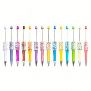 1.0Mm Diy Multicolored Bead Gradient Color Beaded Ballpoint Colorful Pearl Adhesive Plastic <b>Pen</b> - Product Image 1