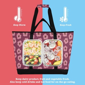 Sac isotherme de pique-nique à bandoulière grande capacité Aloha Collection, imprimé floral hawaïen Hau, personnalisé avec logo - Product Image 4