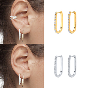ROXI S925 Argent Sterling Boucles d'oreilles tendance en forme de U micro-serties de zircons, bijoux de personnalité - Product Image 6