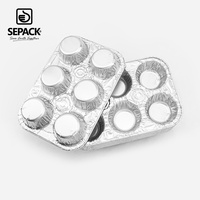 Moule à muffins jetable en aluminium à 6 cavités, plateau de cuisson pour cupcakes, idéal pour la pâtisserie, les œufs, les mini-quiches et l'emballage alimentaire