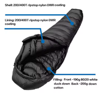 Sac de couchage en duvet de canard ultraléger -10°C pour l'hiver, imperméable, pour le camping en plein air, pour enfants, tissu en nylon, type par temps froid