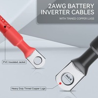 Câbles de batterie 3/0 AWG de 12 pouces pour énergie solaire, onduleur, voiturette de golf, voiture, camping-car, véhicule de tourisme, bus électrique