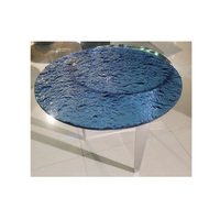 Plateau de table en verre fusionné ovale rond gris Euro, verre texturé ondulé Kasumi Nashiji, table basse en verre fusionné, comptoir en verre moulé à chaud