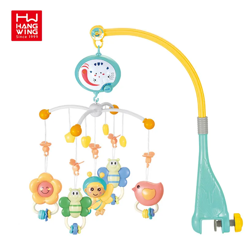 HW 6M + bebê recém-nascido bedbell sono brinquedo do telefone móvel música elétrica playground cama sino com cola peças penduradas peças