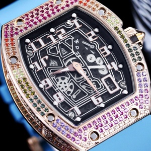 Top Luxury Men's Moissanite Inlaid Watch Sapphire <b>Mirror</b> Rubber Strap Designer Watch Wholesale - Product Image 3