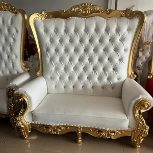 Sillas de trono de Reina antigua para Hotel, sofá doble de boda de lujo