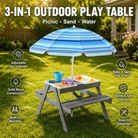 Table de jeu extérieure pour tout-petits certifiée CPC Asweets, en bois, avec bac à sable et à eau, siège-banc et abri, pour les centres d'âge préscolaire