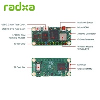 HT Radxa ZERO 3W Mini-ordinateur monocarte Rockchip RK3566 Quad-Core Cortex-A55 CPU WiFi6 5.4 Microduck Development B