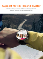 Montre connectée Android OS GPS Fitness Tracker AMOLED HD Téléchargement d'applications Musique Vidéo Carte SIM 4G Caméra rotative WIFI Gel de silice H19