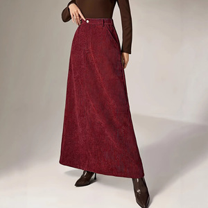 Exquisite Design Sense Autumn Vintage A-line Corduroy Light Luxury Long <strong>Dress</strong> Women's Foreign Trade Hot Girl High-end Texture - Product Image 3