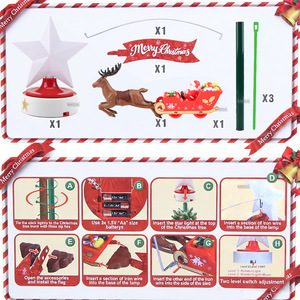 Five-pointed Star-shaped Rotating Deer Sleigh <b>Christmas</b> Tree <b>Topper</b> Electric Flying Carriage Festive Decoration Plastic - Product Image 6