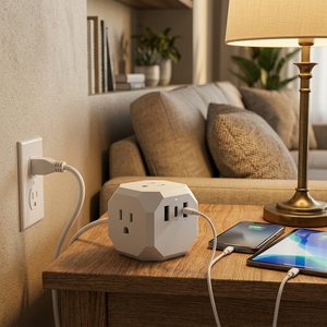 Multipresa con Cavo Integrato da 1,8 Metri, Presa US, <span class=keywords><strong>Cubo</strong></span> <span class=keywords><strong>di</strong></span> Alimentazione da 1875W con USB e Type-C, Caricatore Domestico - Product Image 6