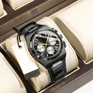 <span class=keywords><strong>Reloj</strong></span> para Hombre de Lujo con Correa de Cuero y Acero Inoxidable, Pantalla de 24 Horas, Cronógrafo Resistente al Agua, <span class=keywords><strong>Reloj</strong></span> de Pulsera de Cuarzo - Product Image 5
