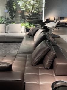 PFZION HOME Muebles para el hogar de estilo italiano Magnífico sofá de cuero convertible en forma de L Tacto tridimensional resistente para vivir - Product Image 3