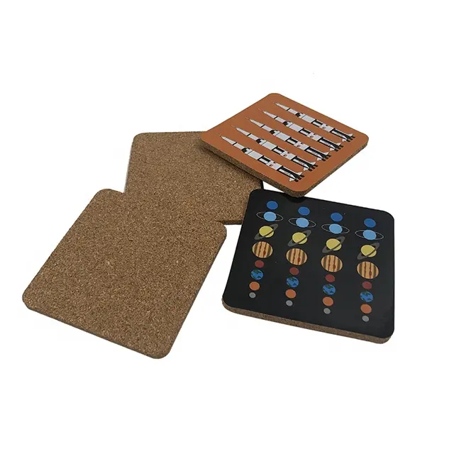 Eco-friendly Round Square Cork Coasters Rectangular Coffee Cup Holder Sublimation Printed Cork Coasters