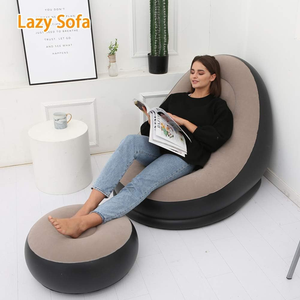 Customized Inflatable Air <b>Sofa</b> Portable Lounger Air <b>Sofa</b> Chair Single Outdoor Lazy Air <b>Sofa</b> <b>Bed</b> with Footstool - Product Image 3