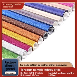 Tessuto in Pelle Sintetica Gree-<span class=keywords><strong>te</strong></span> Ecologico e Inodore con Paillettes Dorate, Morbido, Flessibile, Resistente, Pieghevole, Spessore 0,7mm - Product Image 2