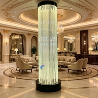 Colonne d'eau à bulles LED en acrylique avec couvercle rond, décoration personnalisée pour piliers de hall, mobilier décoratif pour hôtels, centres commerciaux, Diwali
