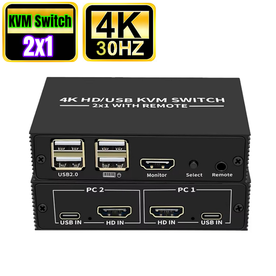 Commutateur KVM 2x1 Noir